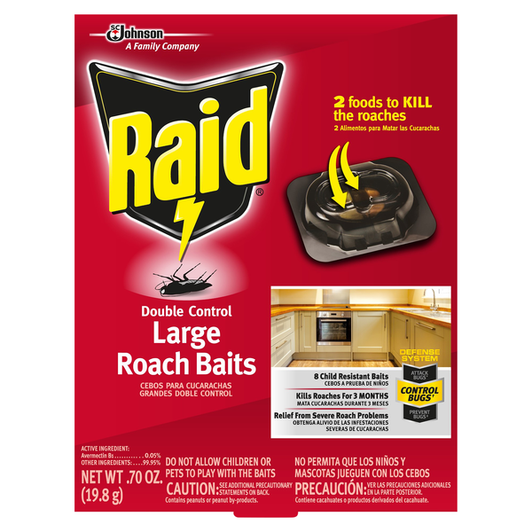 Raid Double Control Large Roach Baits - 8 ct
