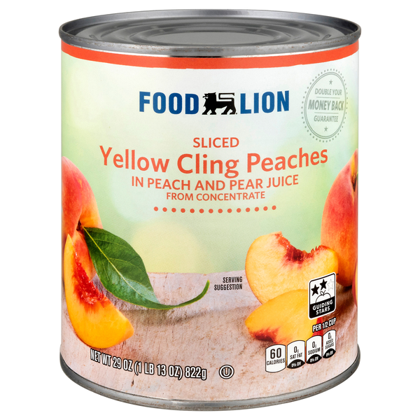 Food Lion Sliced Yellow Cling Peaches in Peach & Pear Juice