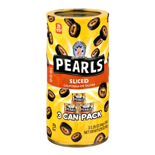 Pearls California Sliced Ripe Black Olives - 3 ct
