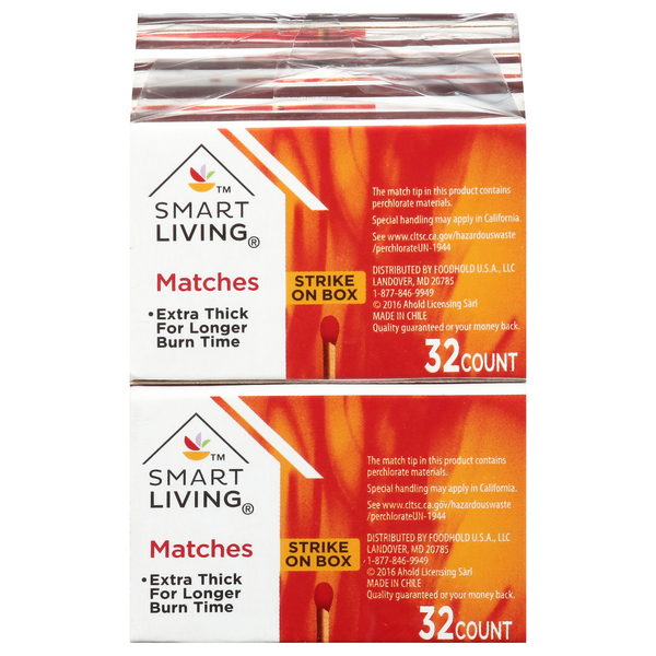 Smart Living Strike on Box Matches 32 ct ea - 10 pk
