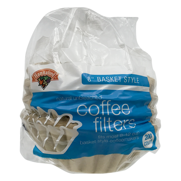 Hannaford Basket Style Unbleached Coffee Filters 8 Inch