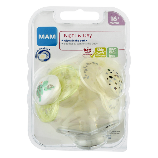 MAM Glow in the Dark Night & Day Pacifiers 16+ Months