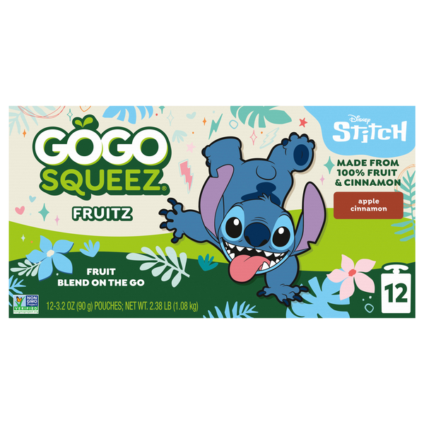 GoGo squeeZ Apple Cinnamon Applesauce Pouches - 12 ct