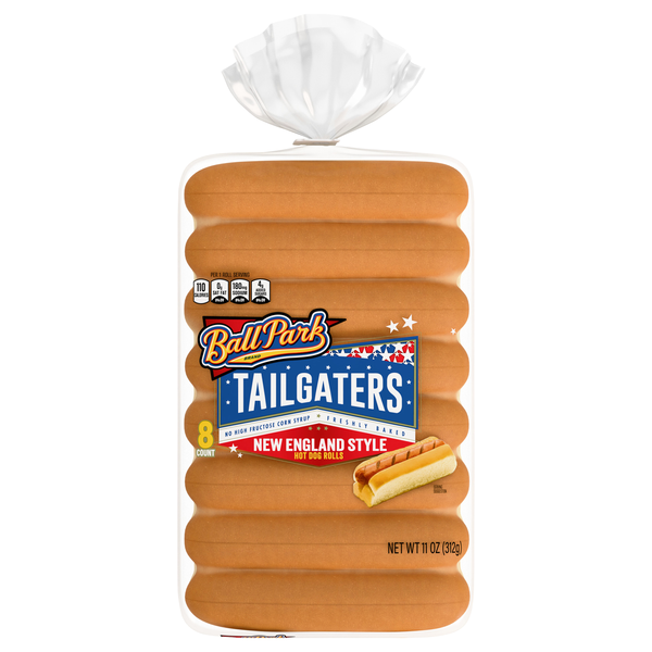 Ball Park Tailgaters New England Style Split Top Hot Dog Rolls - 8 ct