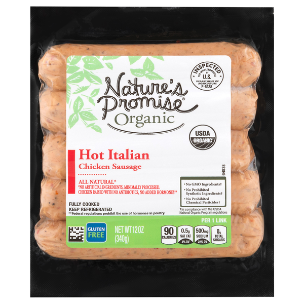 Save on Nature's Promise Organic Hot Italian Chicken Sausage - 5