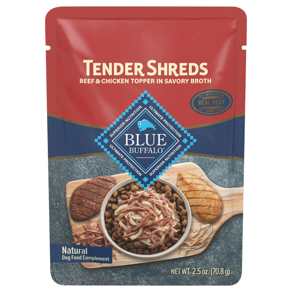 Blue Buffalo Tender Shreds Natural Beef/Chicken Topper Dog Food Complement