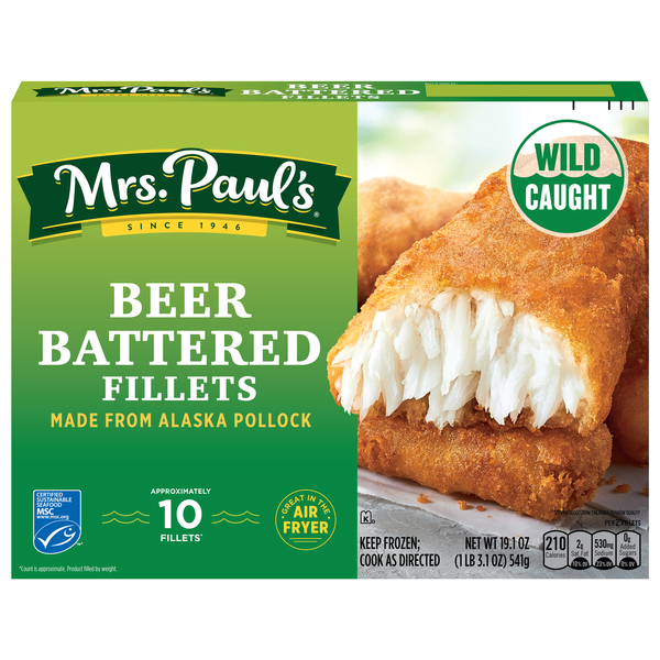 Mrs. Paul's Wild Caught Beer Battered Fish Fillets - 10 ct Frozen