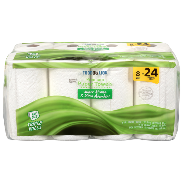 Food Lion 2-Ply White Premium Triple Roll Paper Towels - 8 ct