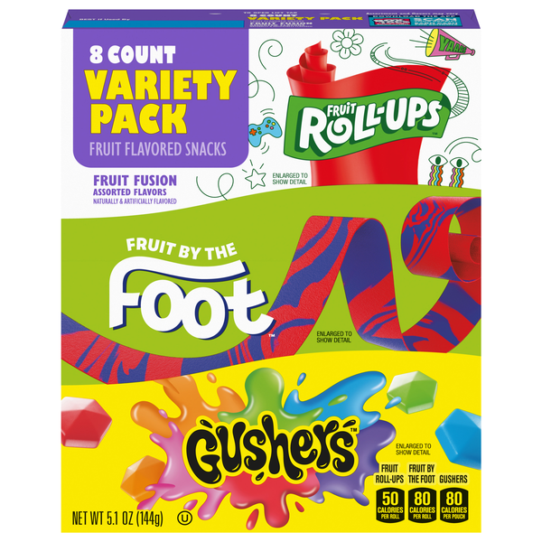 Fruit By The Foot Fruit Gushers Variety Pack Fruit Snacks - 8 ct