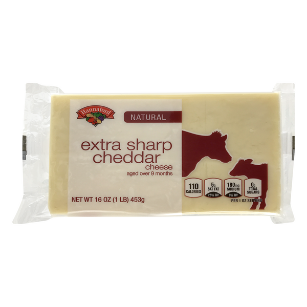 Hannaford Natural Aged Extra Sharp White Cheddar Cheese Block