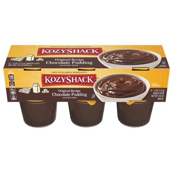 Kozy Shack Gluten Free Original Recipe Chocolate Pudding Snack Cups - 6 ct