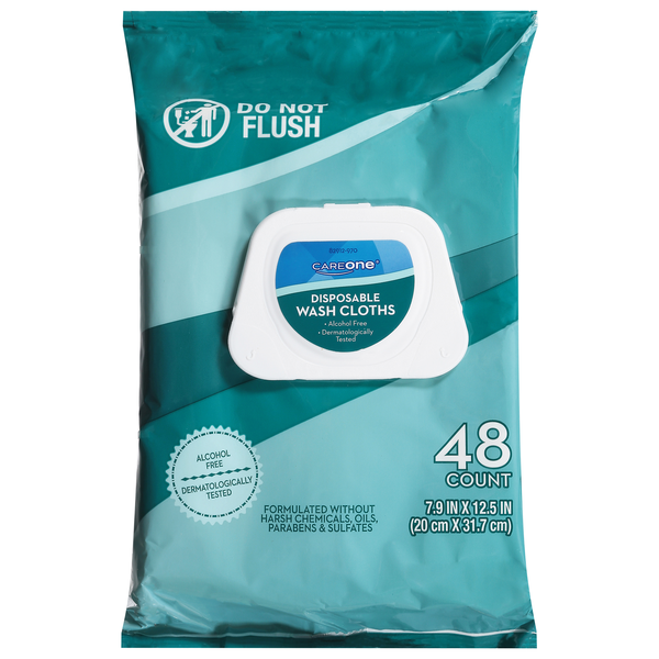 CareOne Wash Disposable Cloths Alcohol Free