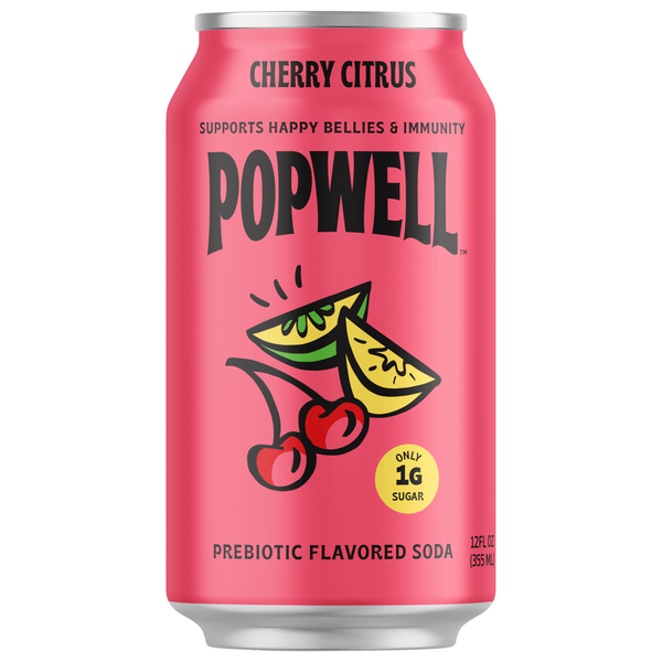 Popwell Cherry Citrus Prebiotic Soda