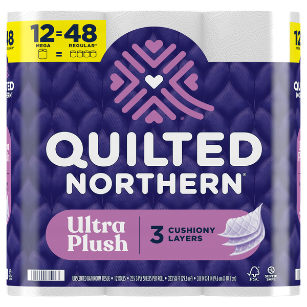 Quilted Northern Ultra Plush Mega Roll 3-Ply Toilet Paper Unscented - 12ct