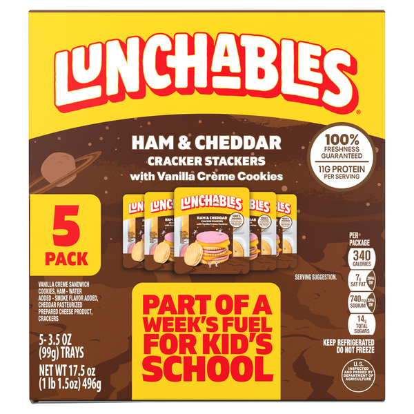 Lunchables Cracker Stackers Ham & Cheddar - 5 ct