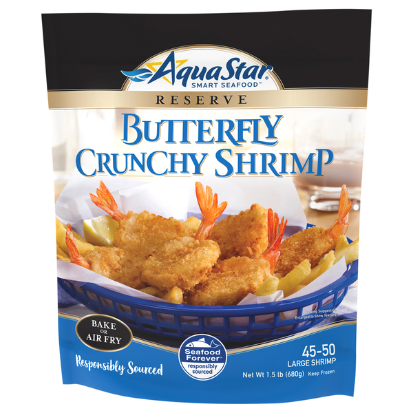 Aqua Star Smart Seafood Crunchy Butterfly Shrimp Large 45 - 50 ct Frozen