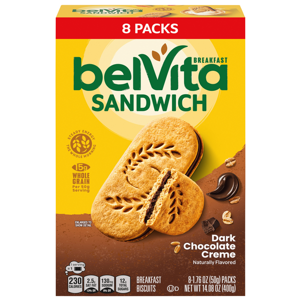 belVita Dark Chocolate Creme Breakfast Sandwich Biscuits - 8 ct