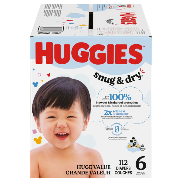Huggies Snug & Dry Disney Size 6 Baby Diapers 35+ lb