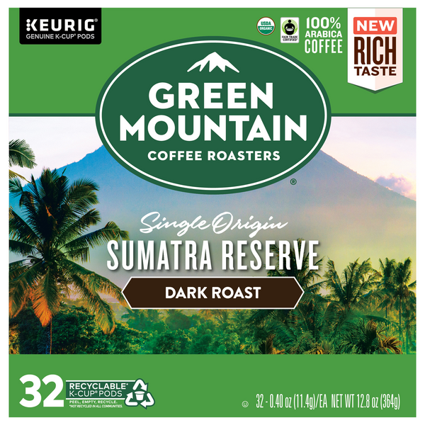 Green Mountain Organic Sumatra Reserve Dark Roast Coffee K-Cup Pods
