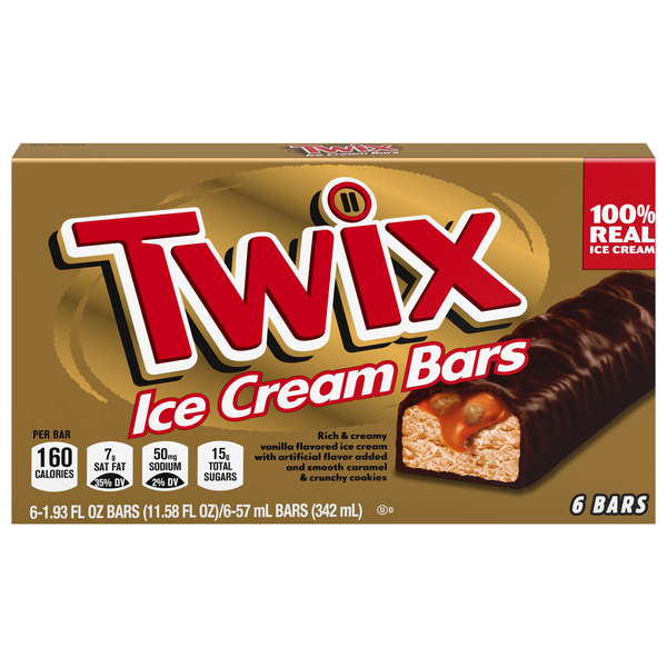 Twix Vanilla Caramel Cookie Ice Cream Bars - 6 ct