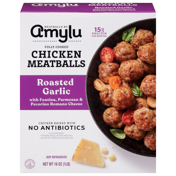 Amylu Fully Cooked Roasted Garlic Chicken Meatballs