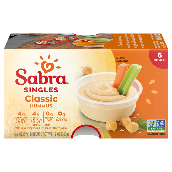 Sabra Gluten Free Classic Hummus Single Cups - 6 ct