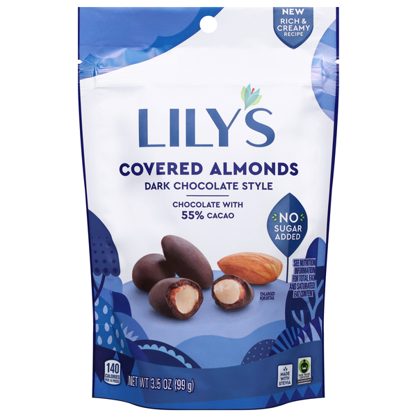 Lily's Gluten Free No Sugar Added Dark Chocolate Covered Almonds