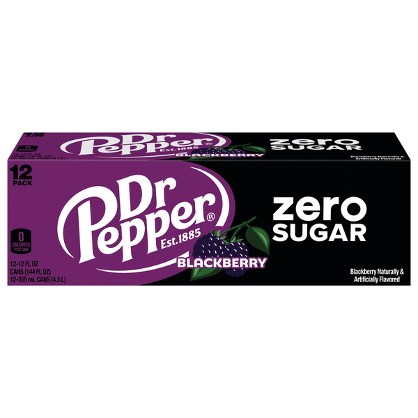 Dr Pepper Zero Sugar Blackberry Soda - 12 pk