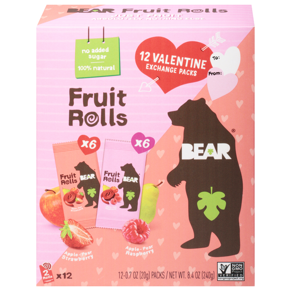Bear Fruit Rolls Valentine Exchange Packs - 12 ct
