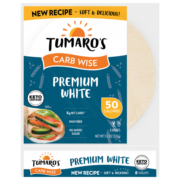 Tumaro's Carb Wise Premium White Wraps - 8 ct