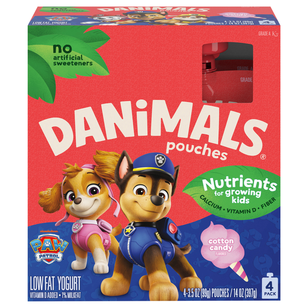 Danimals Low Fat Pawfect Cotton Candy Yogurt Pouches - 4 ct