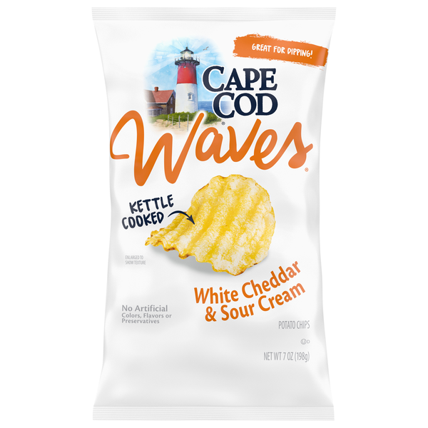 Cape Cod Waves White Cheddar & Sour Cream Kettle Cooked Potato Chips