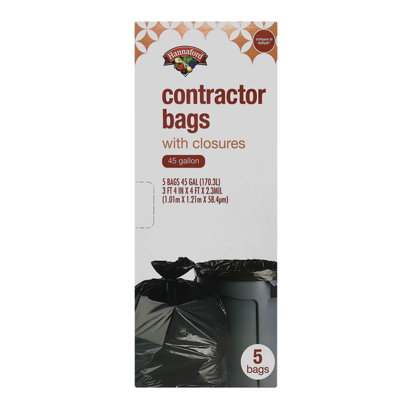 Hannaford Contractor Bags with Closure 45 Gallon