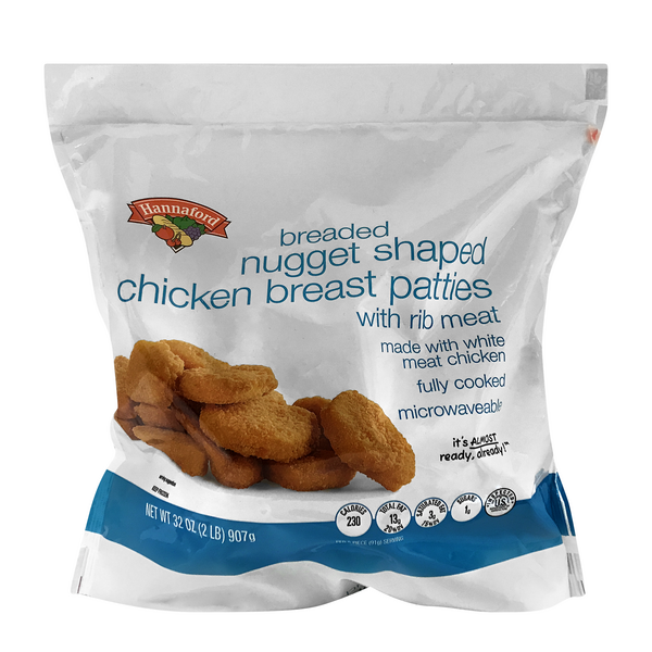 Hannaford Breaded Nugget Shaped Chicken Breast Patties Frozen