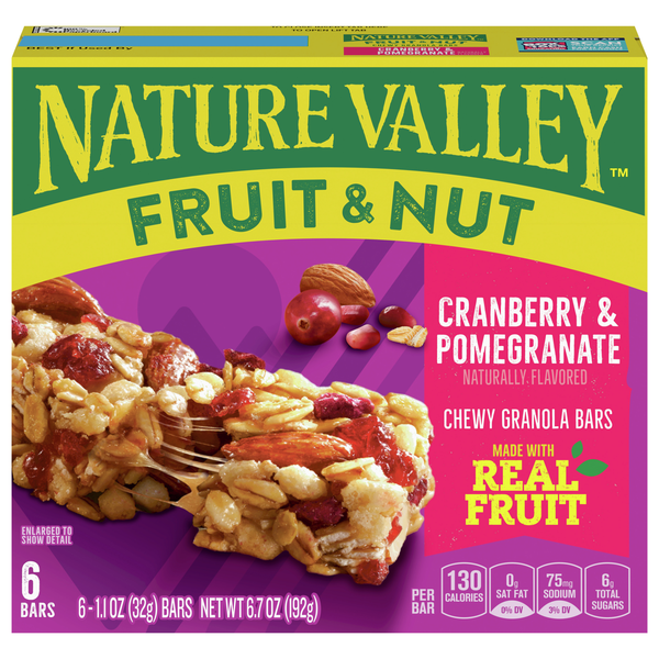 Nature Valley Chewy Fruit & Nut Cranberry Pomegranate Granola Bars - 6 ct