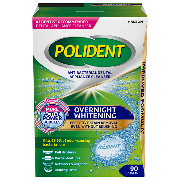 Polident Overnight Whitening Dental Appliance Cleanser Tablets