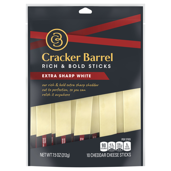 Cracker Barrel Extra Sharp White Cheddar Cheese Sticks - 10 ct