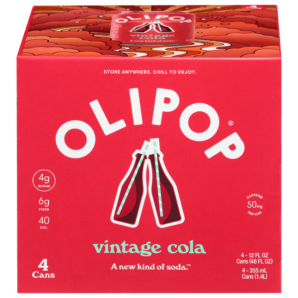 Olipop Vintage Cola Prebiotic Soda - 4 pk