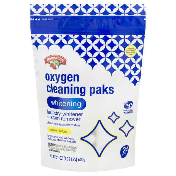 Hannaford Oxygen Cleaning Packs Laundry Whitener & Stain Remover