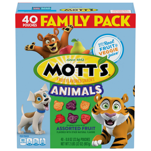 Mott's Animals Fruit Flavored Snacks Assorted Fruit Family Pack - 40 ct