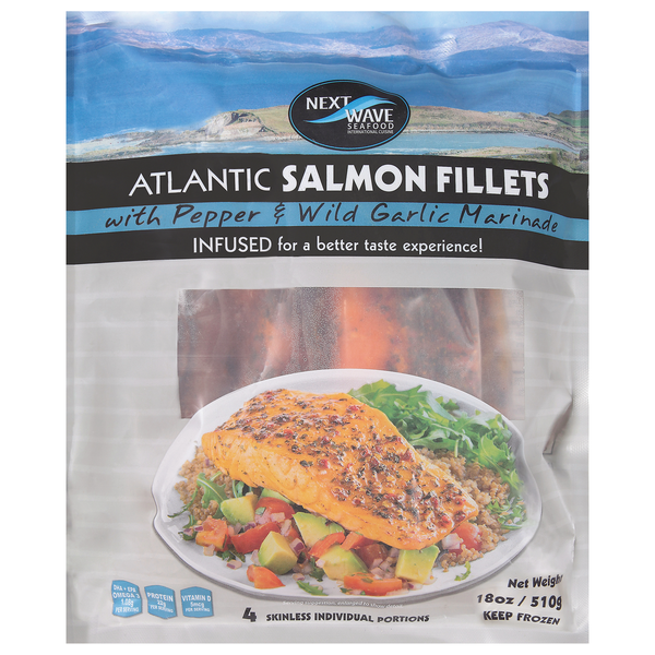 Next Wave Atlantic Salmon Fillets with Pepper Garlic Marinade 4 ct Frozen