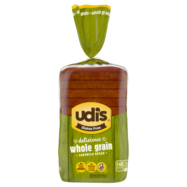 Udi's Gluten Free Whole Grain Sliced Bread Frozen