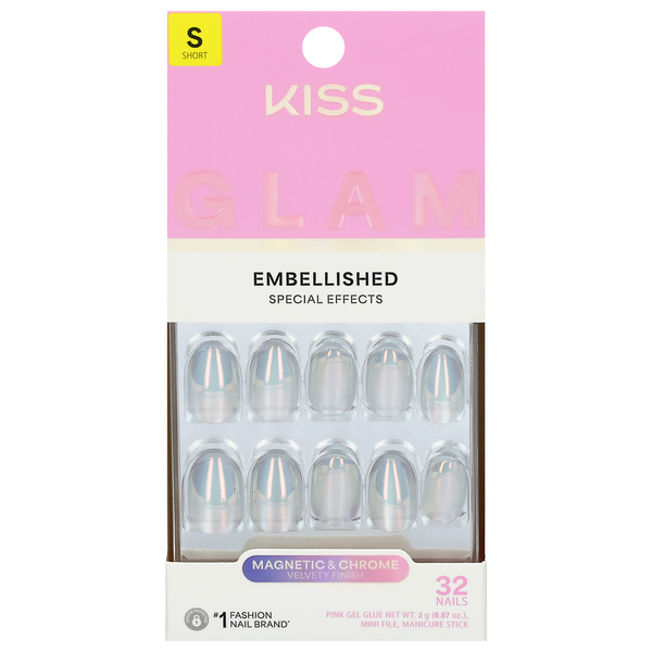 Kiss Glam Embellished Nails Short Length Celestique