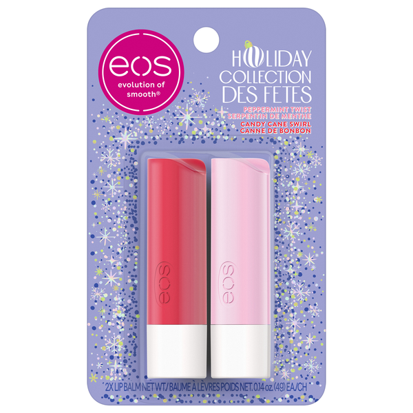 eos Holiday Collection Peppermint Twist/Candy Cane Swirl Lip Balm - 2 ct