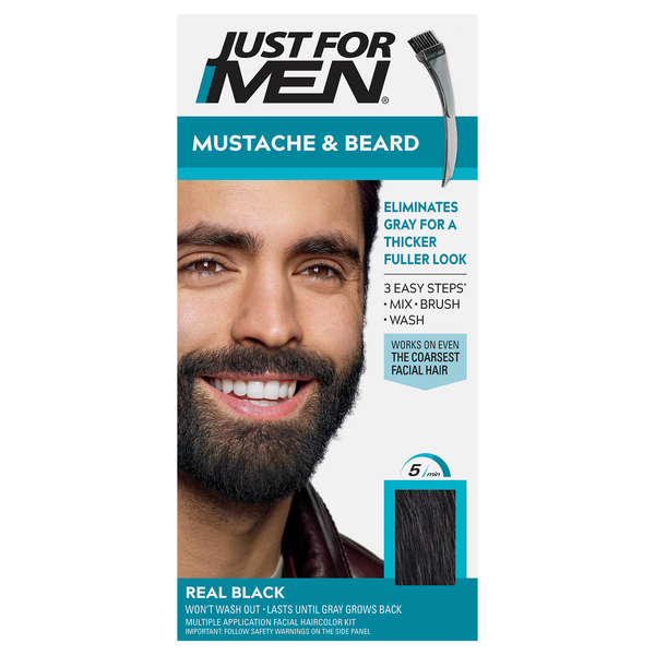 Just For Men Mustache & Beard Brush-In Color Real Black M-55