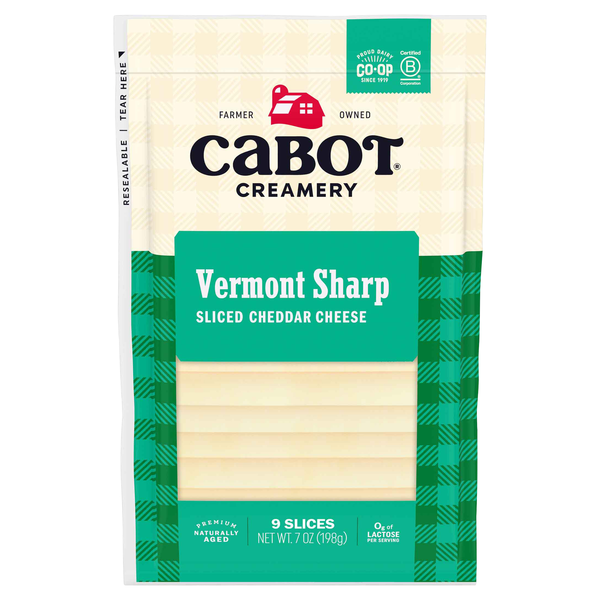 Cabot Creamery Aged Vermont Sharp Cheddar Cheese Slices - 9 ct