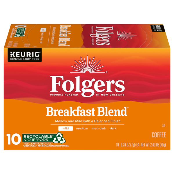 Folgers Breakfast Blend Mild Roast K-Cup Coffee Pods