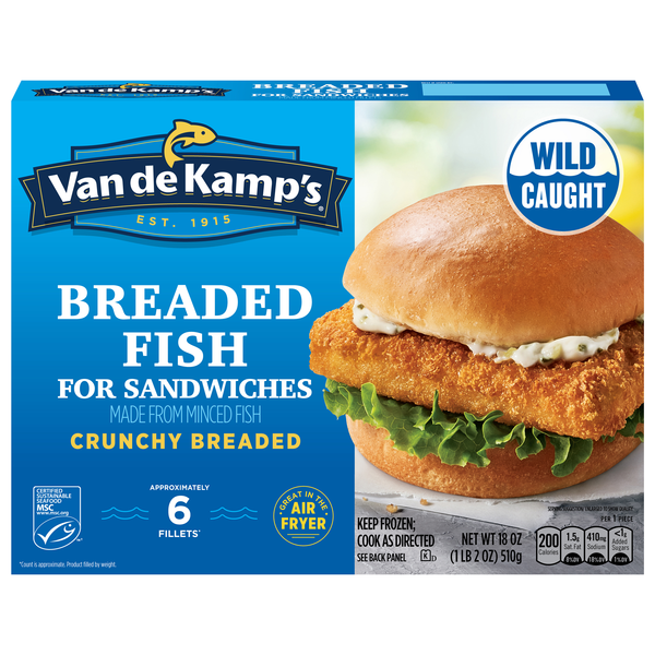 Van de Kamp's Wild Caught Breaded Fish Fillets for Sandwiches -6 ct Frozen