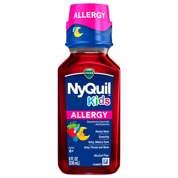 Vicks NyQuil Kids Berry Flavor Nighttime Allergy Symptom Relief Ages 6+