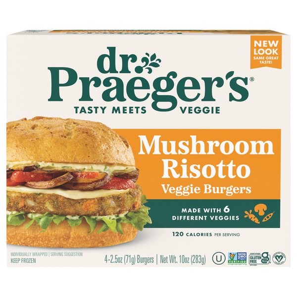 Dr. Praeger's Gluten Free Vegan Mushroom Risotto Veggie Burgers - 4 ct